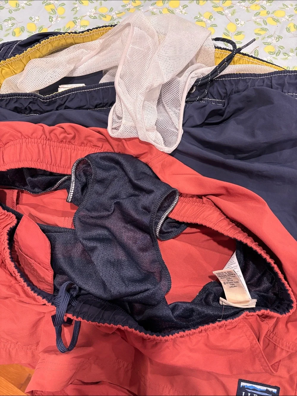 L.L. Bean & Nautica swim trunks.